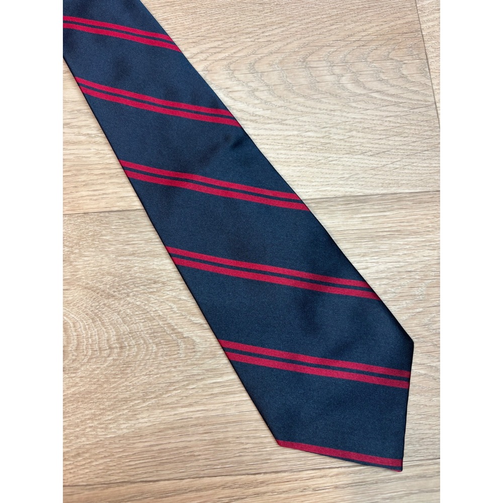 Polo Ralph Lauren Neiman Marcus Silk Tie Navy Blue Red Rep Stripe Made in USA